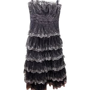 Masquerade 914163 Women's Size 9/10 Black Sequined Strapless‎ Prom Evening Dress